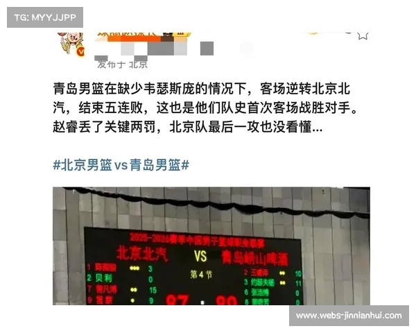 青岛队89-87客场逆转北京，创队史首次客场击败对手纪录